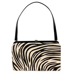 LAMBERTSON TRUEX Black White Zebra Pony Hair Top Handles Handbag