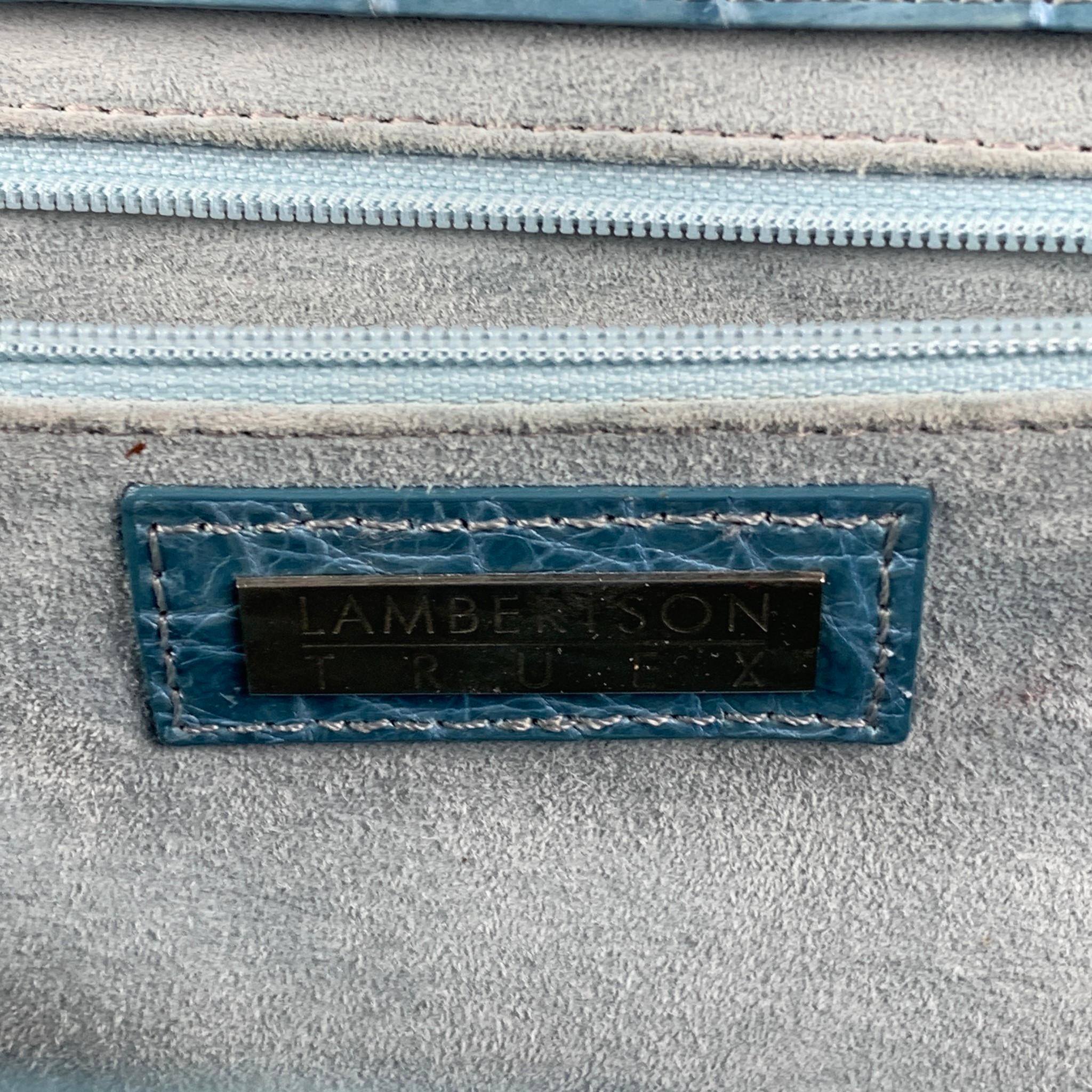 LAMBERTSON TRUEX Blue Alligator Leather Top Handles Handbag 5