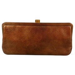 LAMBERTSON TRUEX Brown Leather Clutch Handbag