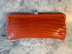 Lambertson Truex Contemporary Pochette en cuir de crocodile orange