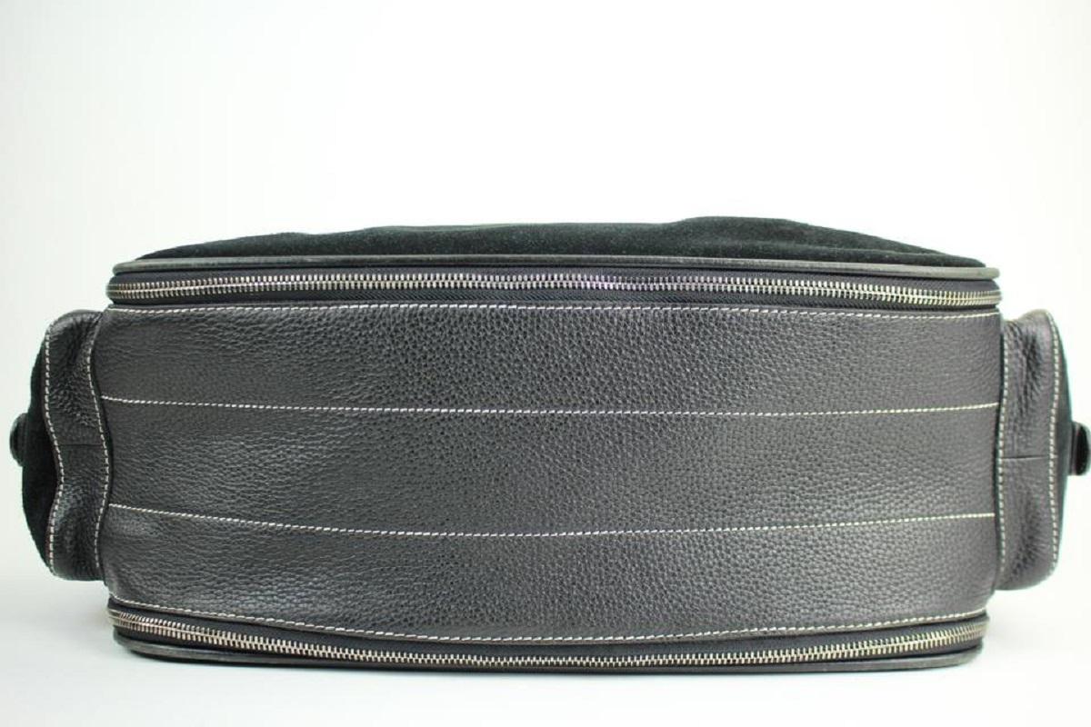 Women's Lambertson Truex Expandable 2way Satchel 60misa13117 Black Suede Leather Tote For Sale