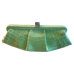 Lambertson Truex Green Crocodile Clutch Bag