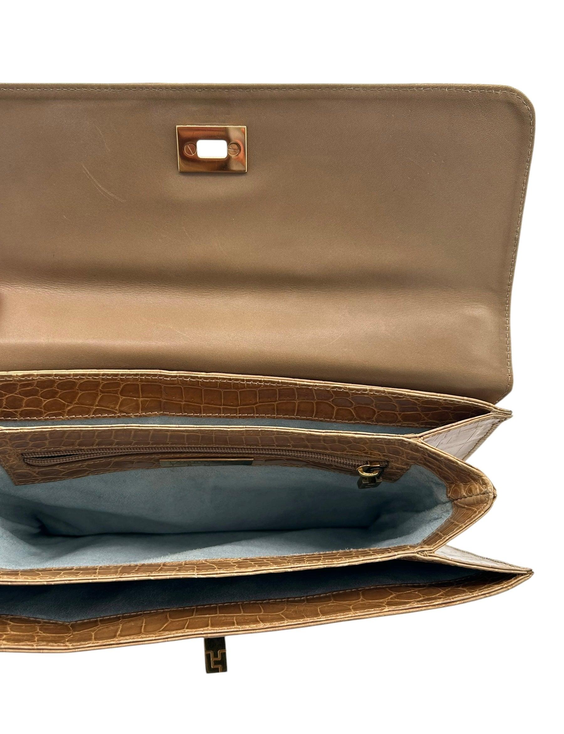 Lambertson Truex Tan Baby Krokodil Handtasche im Zustand „Hervorragend“ im Angebot in Los Angeles, CA