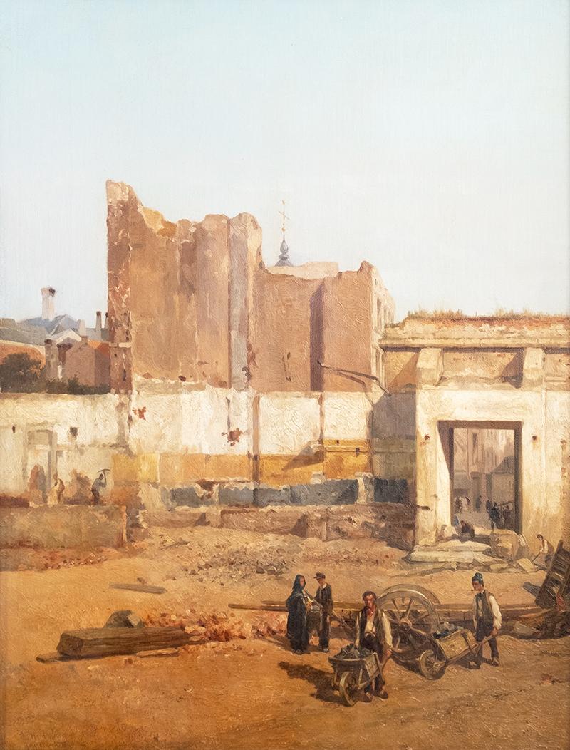 Lambertus Hardenberg (The Hague 1822-1900), Dated 1893

Construction site in Amsterdam
Signed and dated ‘L Hardenberg/Amsterdam 1893’ (lower left)
Oil on canvas, 55x45 cm (incl. frame: 75x63 cm)
Width frame: 8 cm
Weight: 4.75 kg
Conditon: