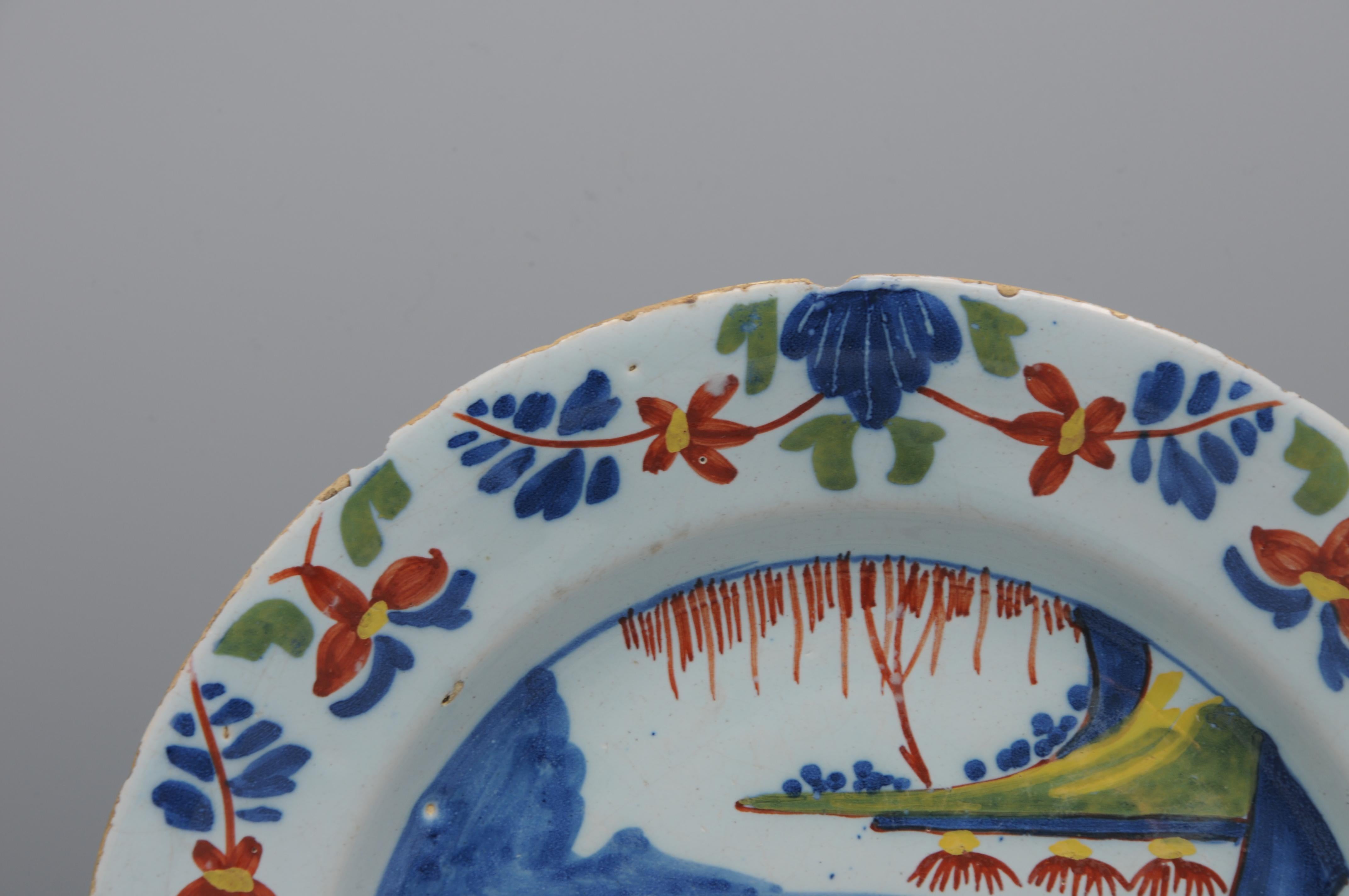 Lambeth London - Assiette chinoise en Delftware anglais, milieu du 18e siècle Excellent état - En vente à DELFT, NL