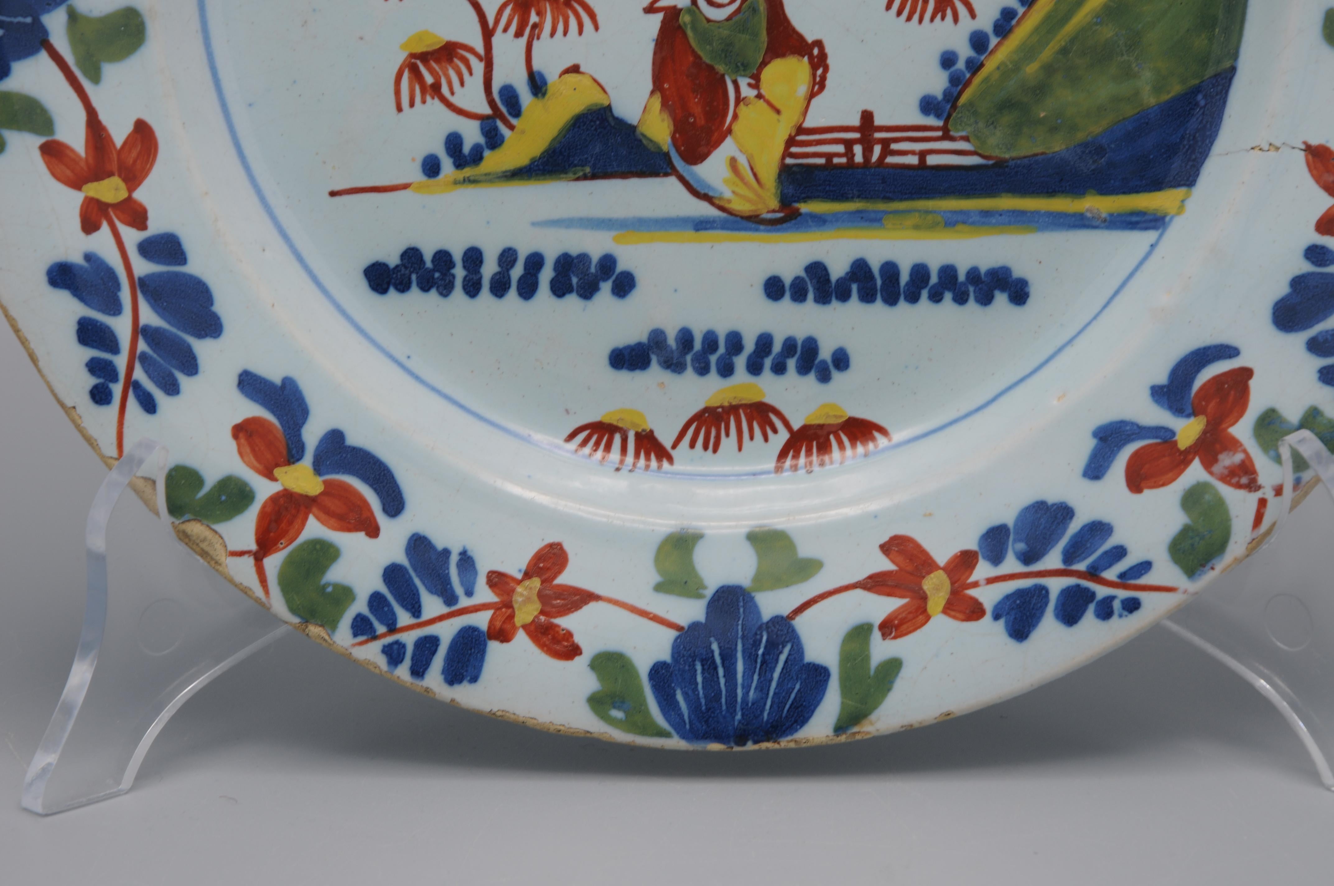Lambeth London - Assiette chinoise en Delftware anglais, milieu du 18e siècle en vente 1