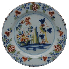 Lambeth London - English Delftware Parrot Plate, mid 18th century