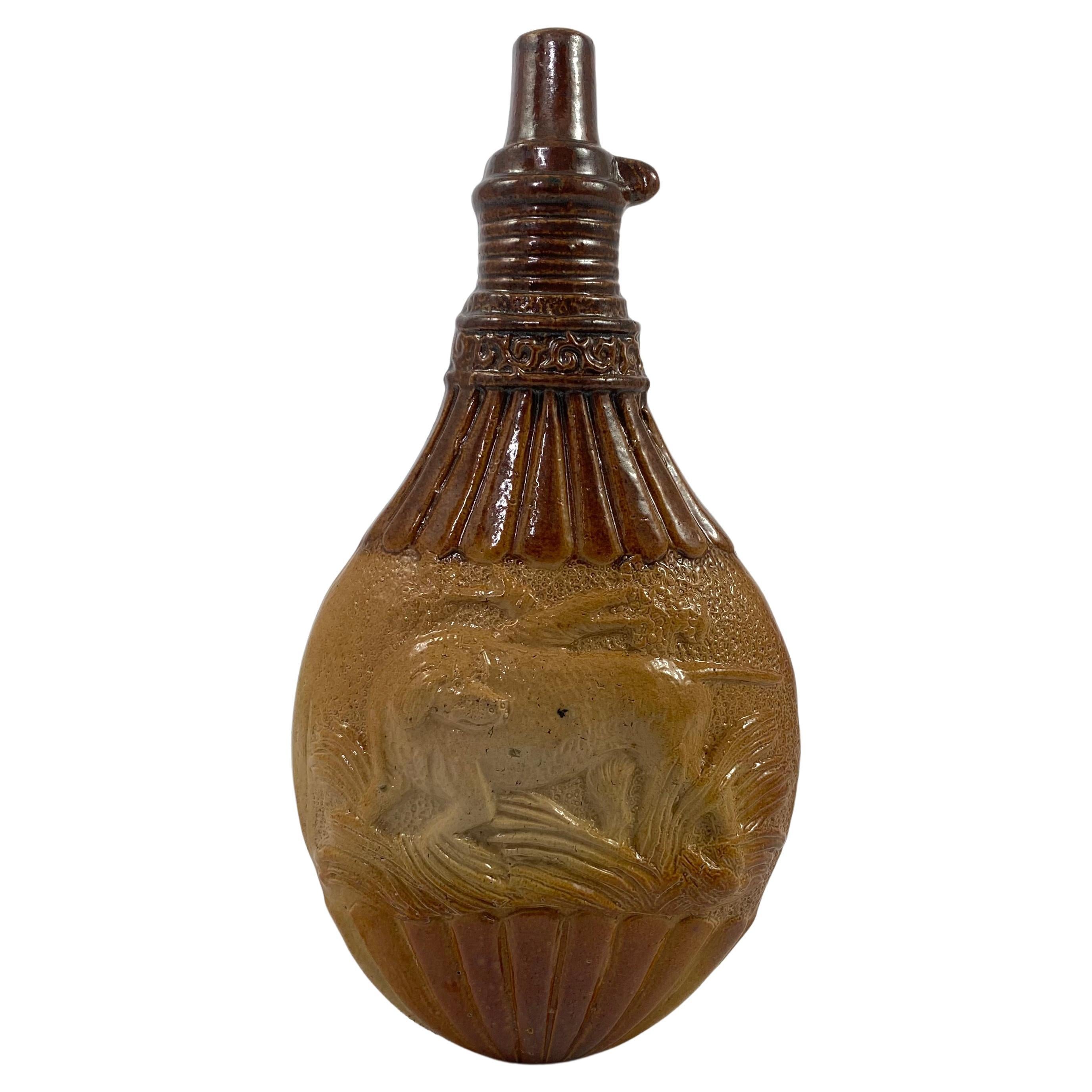 Lambeth Saltglaze Spirit Flask, c. 1840