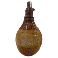 Antique Lambeth Saltglaze Spirit Flask, c. 1840