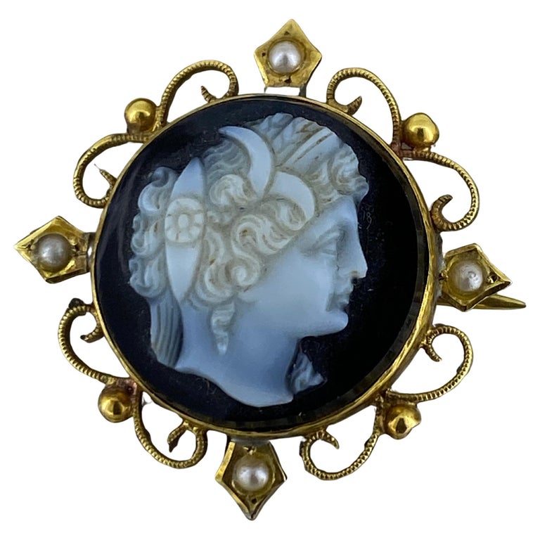 Broche Ancienne En Laiton Sertie De Pierres - Vintage Sans Marque