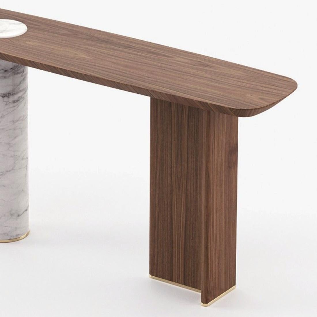 Stainless Steel Lambra Marble Console Table For Sale