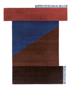 Lambrate Terrazze Rectangular Rug in Hand-knotted Wool with Fringe by Mohebban