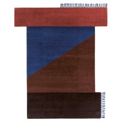Lambrate Terrazze Rectangular Rug in Hand-knotted Wool with Fringe by Mohebban