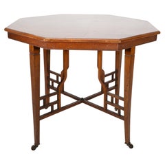 Lambs of Manchester. Anglo-Japanese mahogany octagonal centre table Godwin style