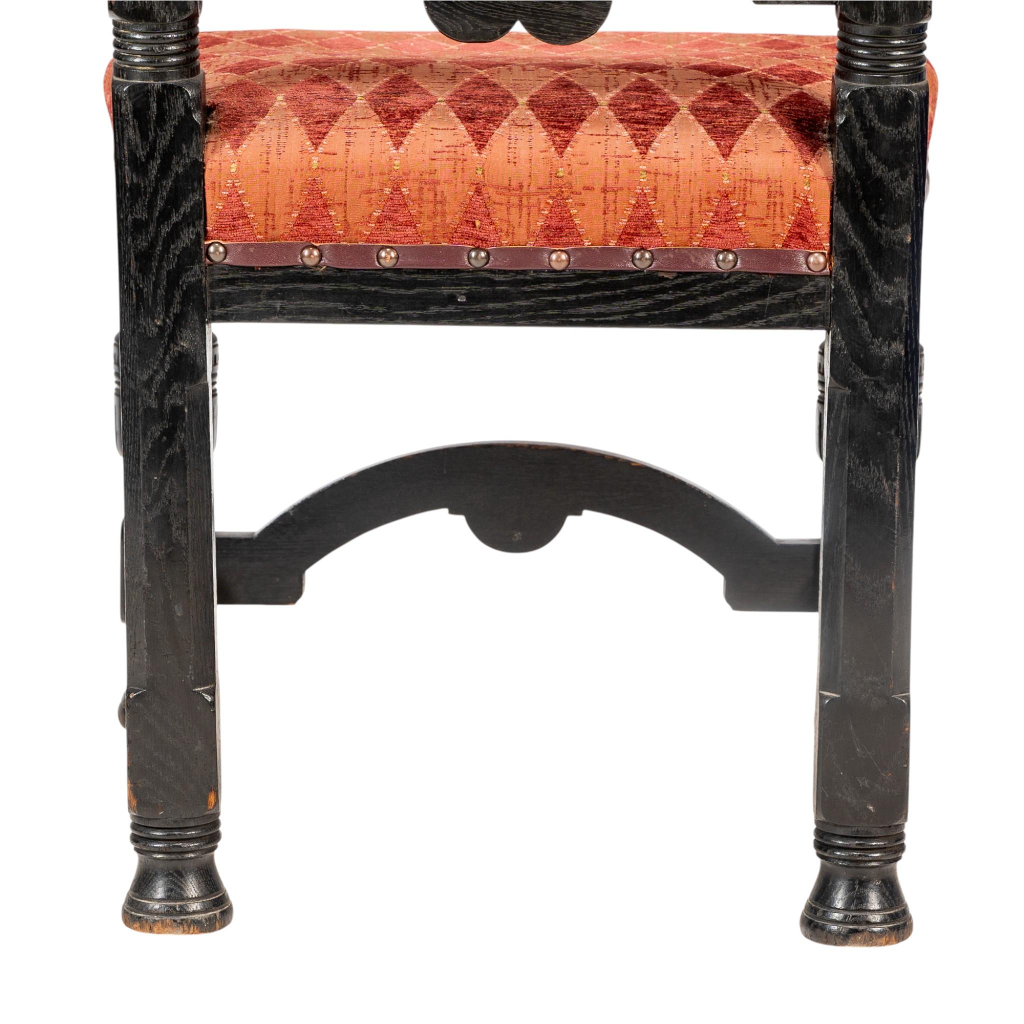 Lambs of Manchester Pair of Aesthetic Movement Ebonized Oak Side Chairs For Sale 11