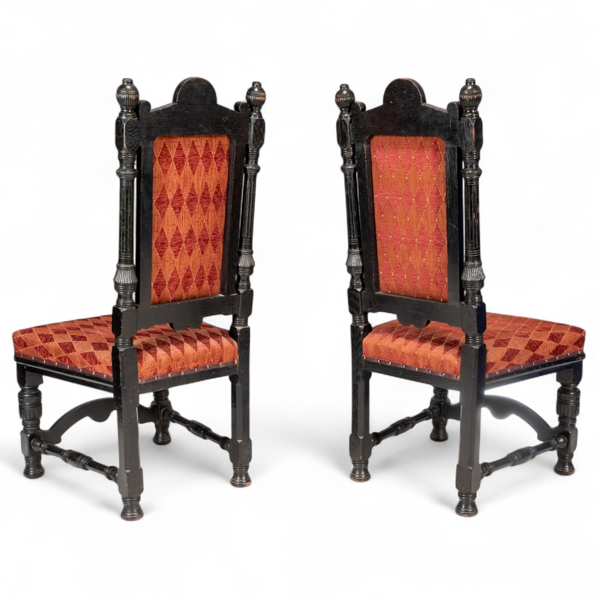Boxwood Lambs of Manchester Pair of Aesthetic Movement Ebonized Oak Side Chairs For Sale