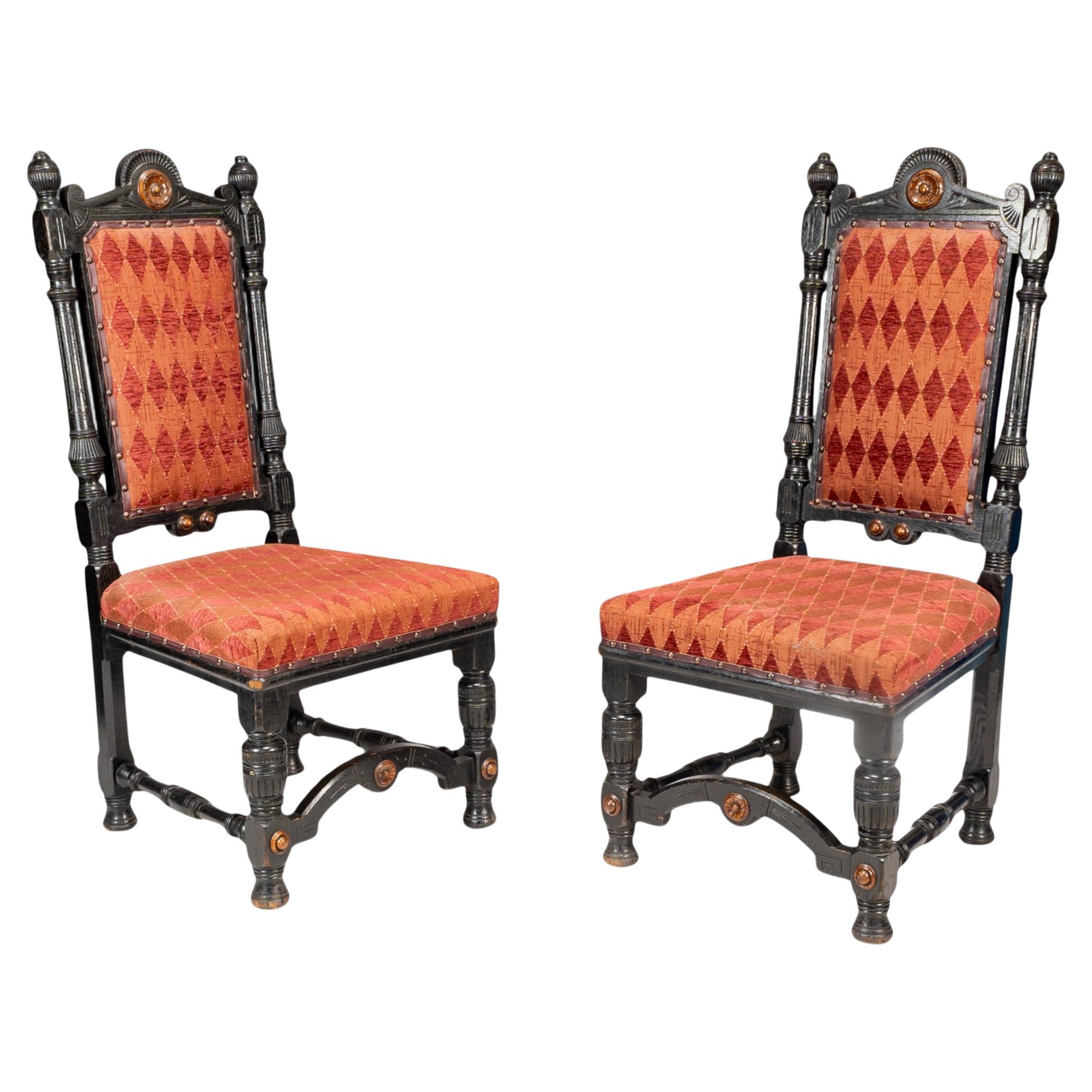 Lambs of Manchester Pair of Aesthetic Movement Ebonized Oak Side Chairs