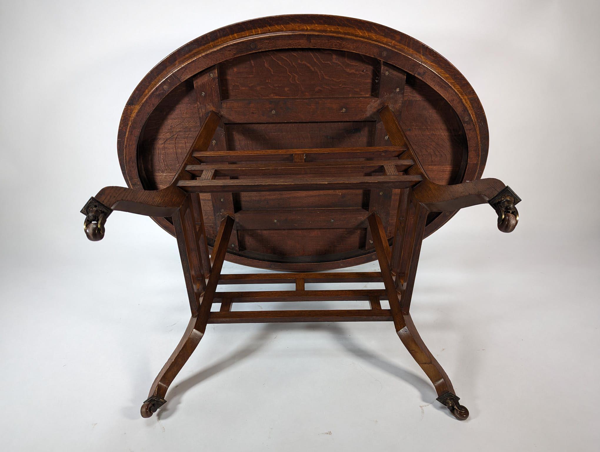 Lambs of Manchester, stamped Lambs. A rare Anglo-Japanese oak oval centre table For Sale 7