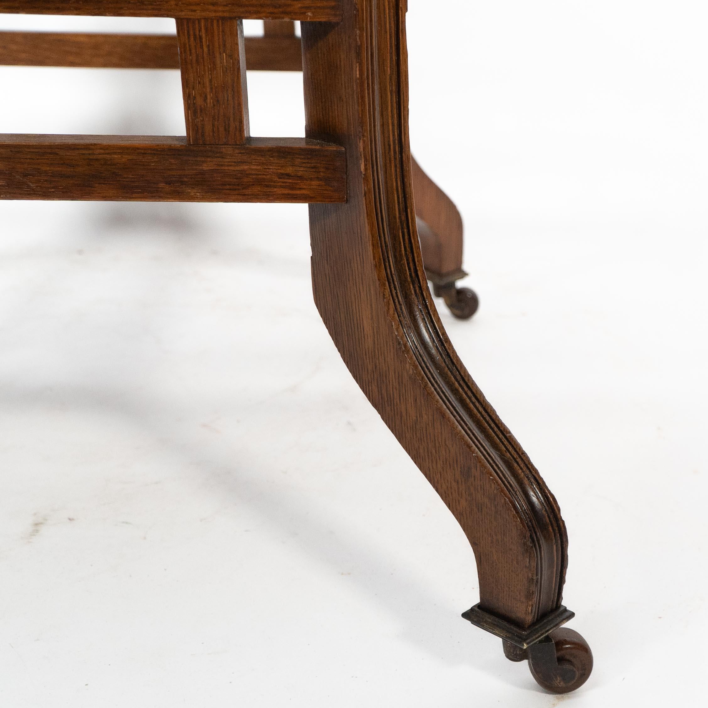 Lambs of Manchester, stamped Lambs. A rare Anglo-Japanese oak oval centre table For Sale 9