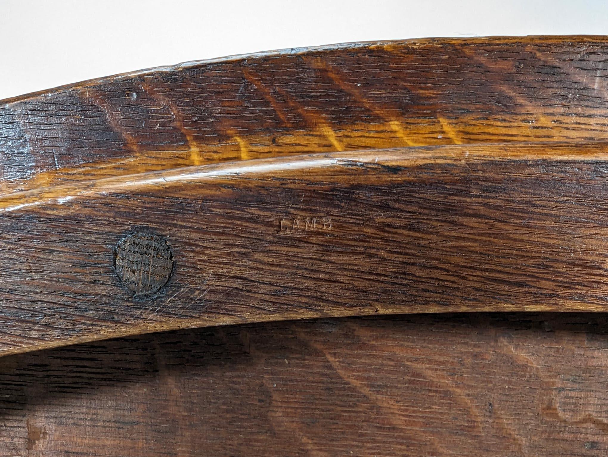 Lambs of Manchester, stamped Lambs. A rare Anglo-Japanese oak oval centre table For Sale 11