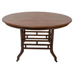 Lambs of Manchester, stamped Lambs. A rare Anglo-Japanese oak oval centre table