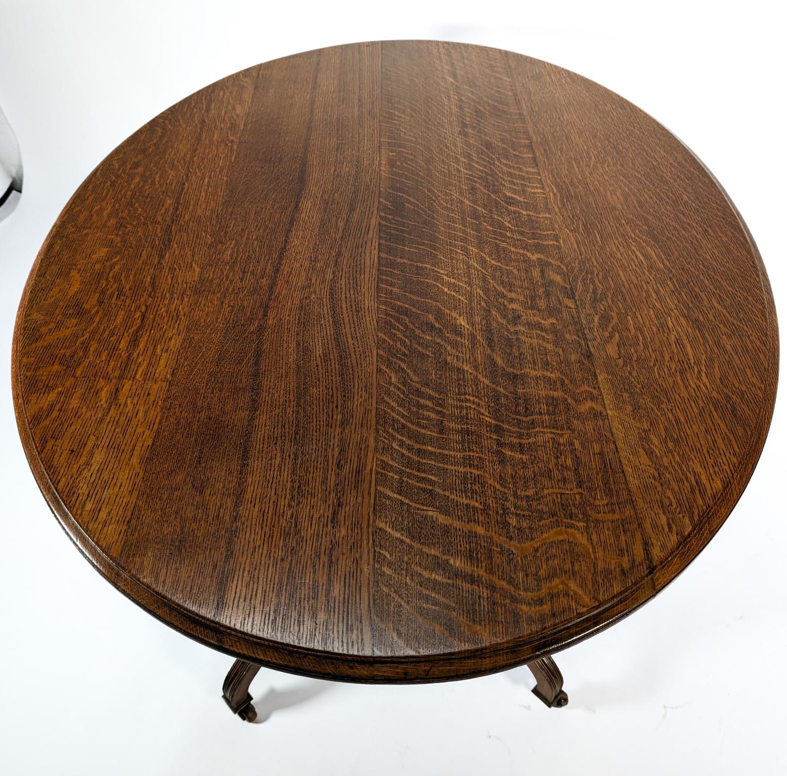 Lambs of Manchester, stamped Lambs. A rare Anglo-Japanese oak oval centre table For Sale 3