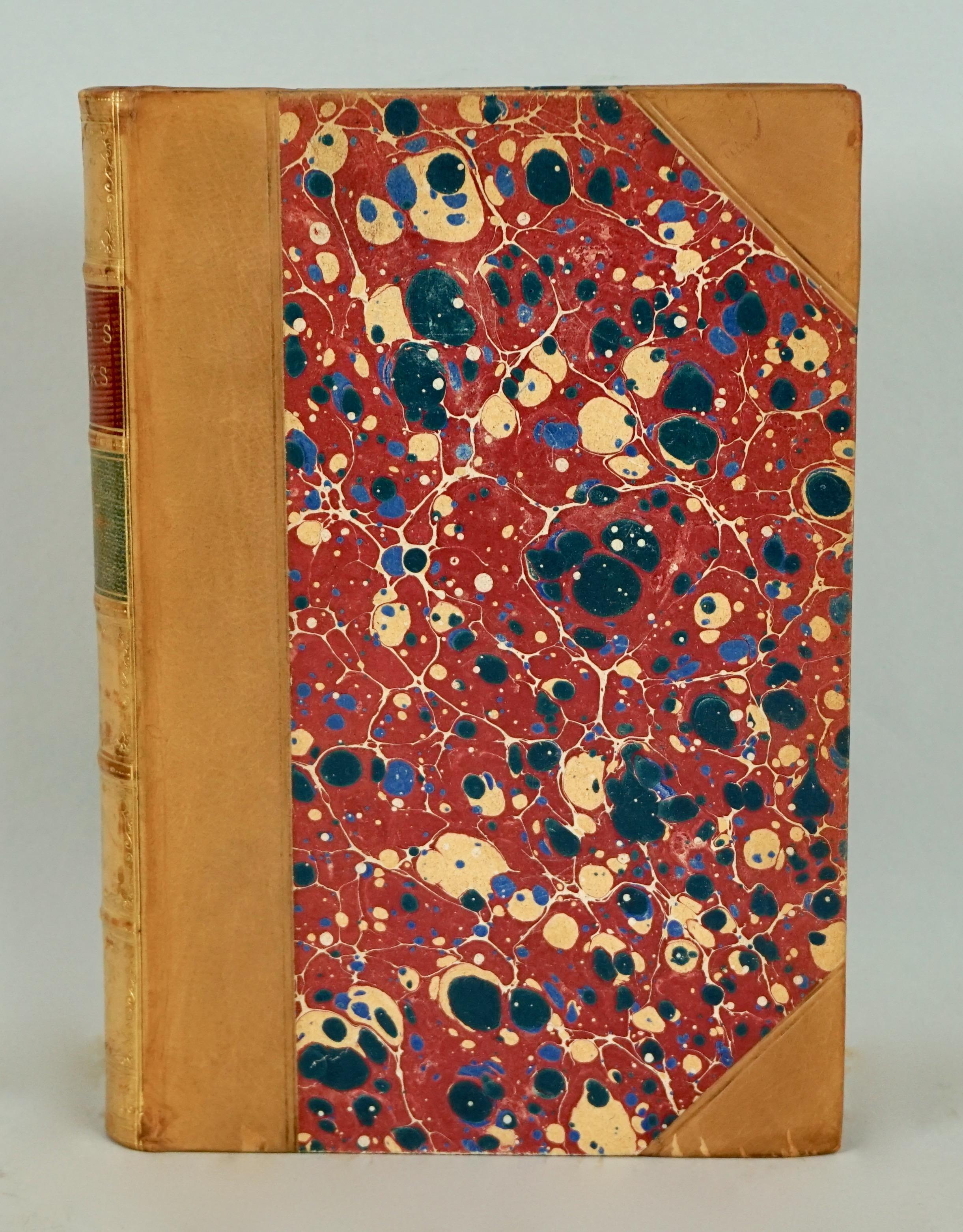 The works of Charles Lamb (1775-1834) famous British essayist and poet, bound in 3/4 leather with marbleized endpapers and marbled pages. Lamb was referred to by his principal biographer as 