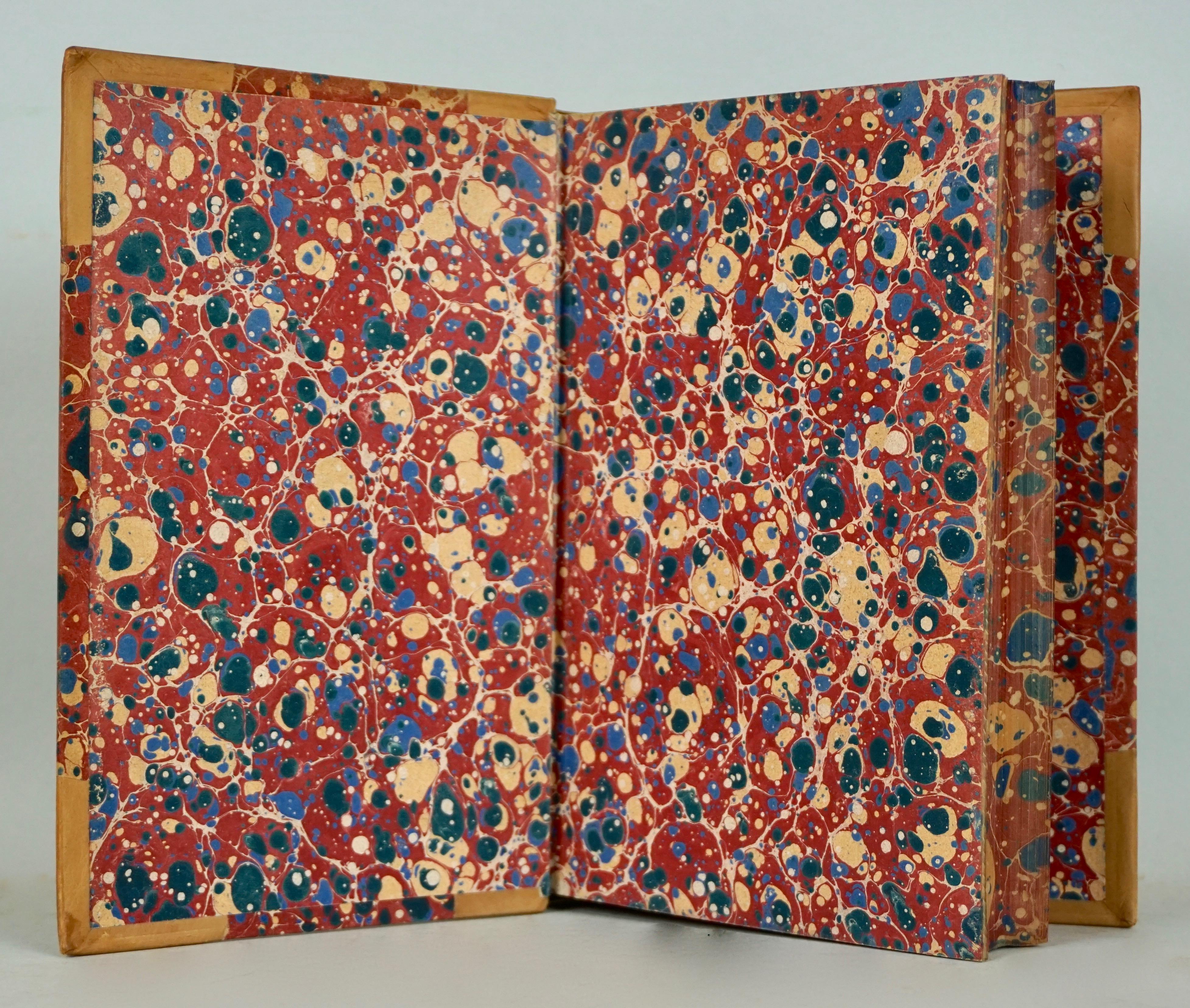 Lambs Works 5 Leather Bound Volumes with Marbleized Endpapers and Marbled Pages In Good Condition In San Francisco, CA