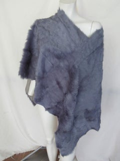 Vintage Unisex Dyed Lambskin Cape Stole, Purple Blue, 20th Century