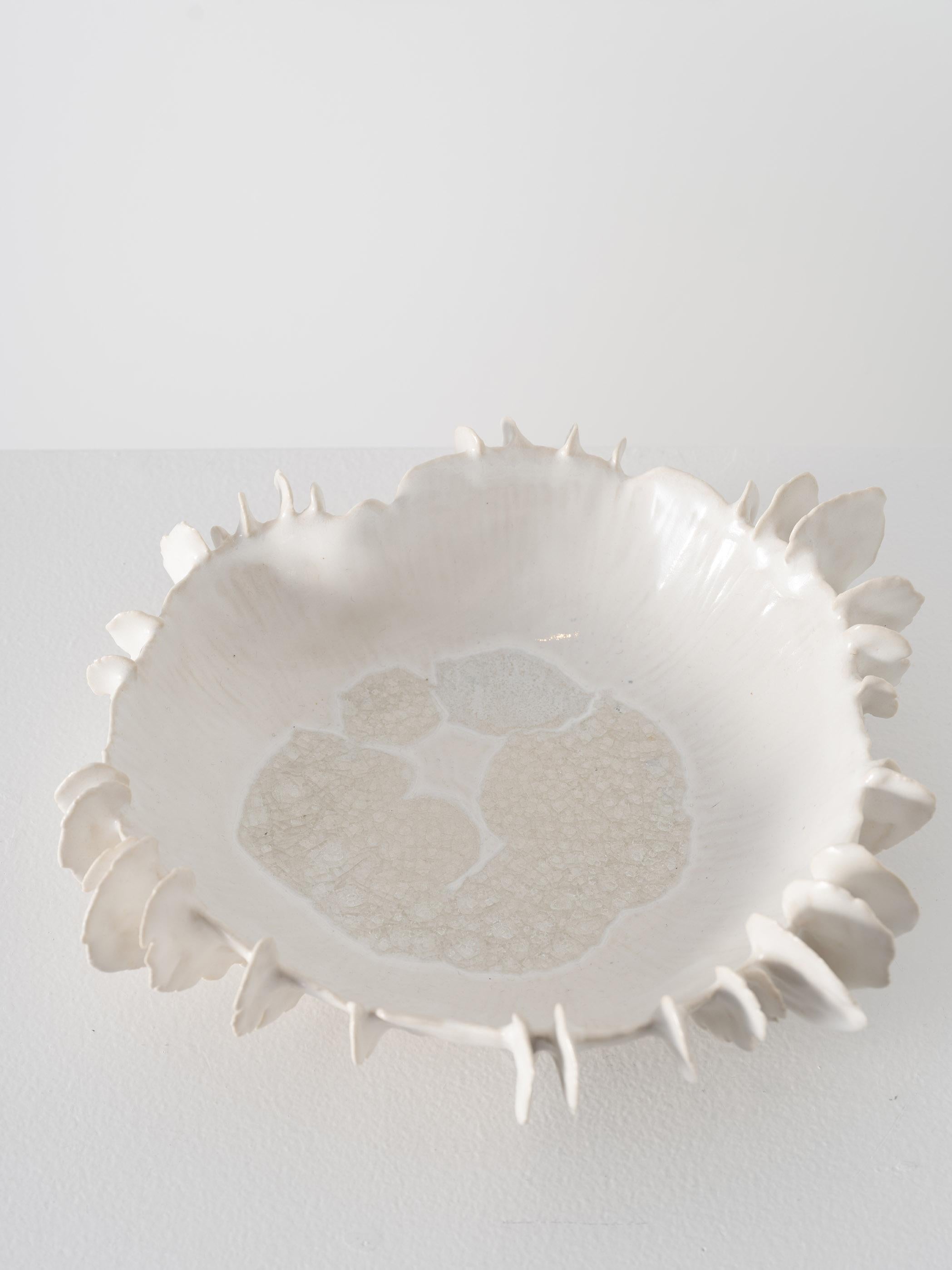 Trish DeMasi.
Lamella Bowl, 2022.
Glazed ceramic with glass inlay.
Measures: 3 x 10.5 x 10 in.