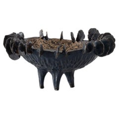 Lamella Bowl in Black and Metallic Glazed Ceramic by Trish DeMasi