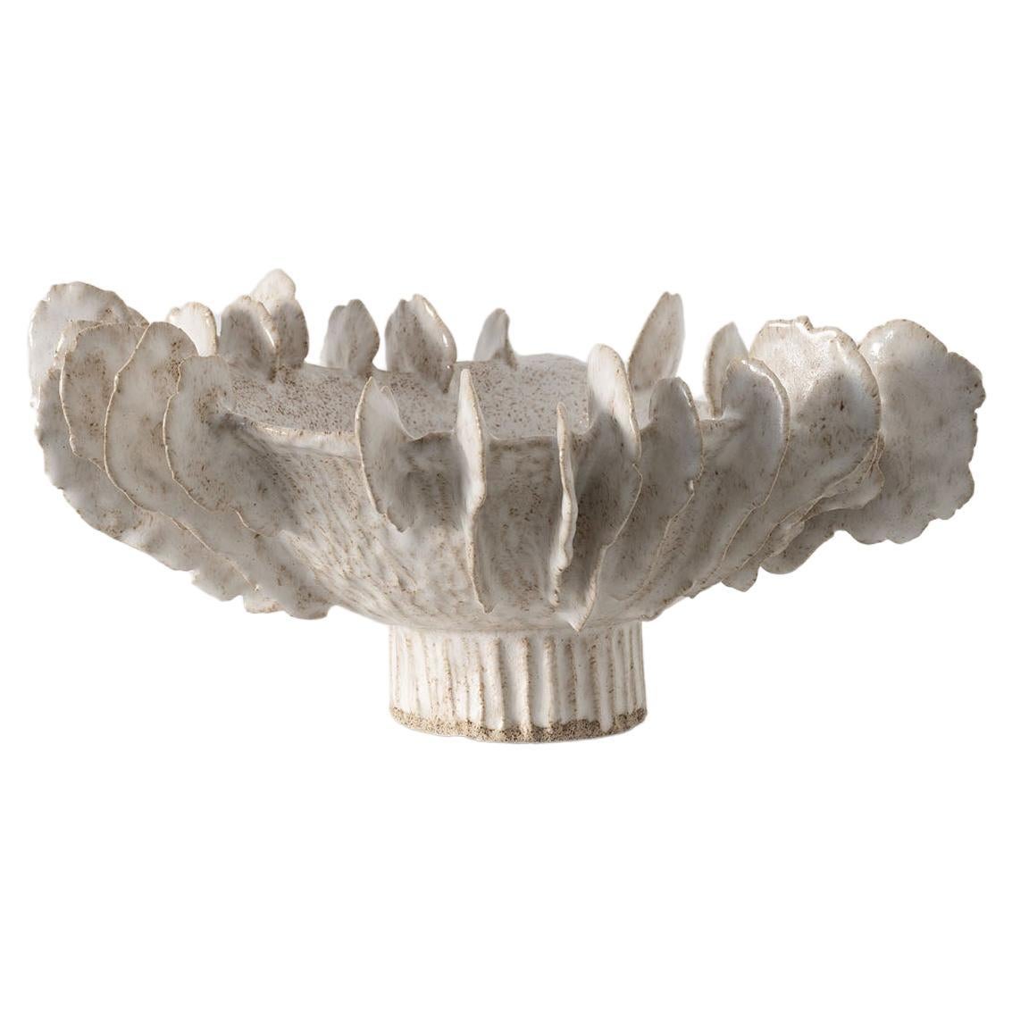 Lamella-Schale aus glasierter Keramik mit Glasintarsien von Trish DeMasi