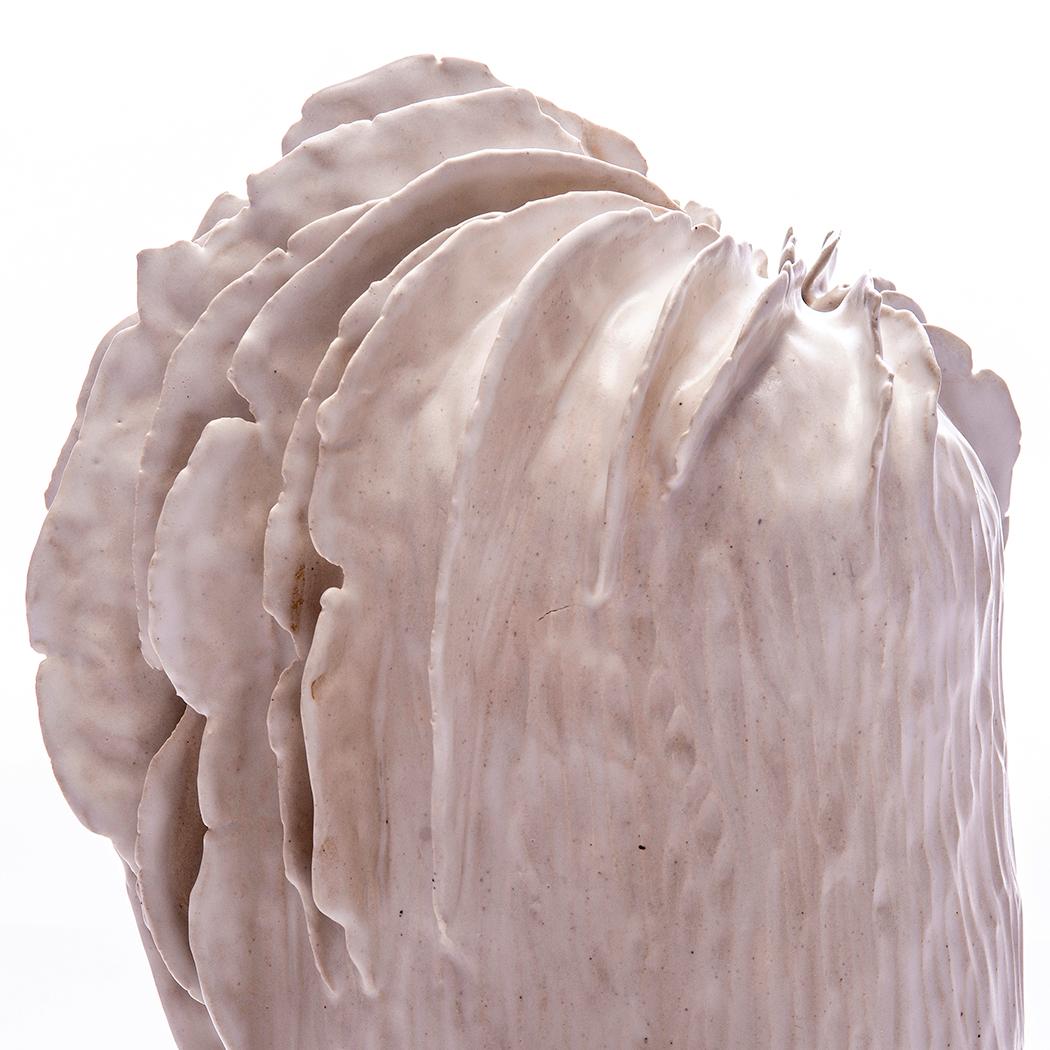 Contemporary Lamella Vessel in Glazed Ceramic by Trish DeMasi