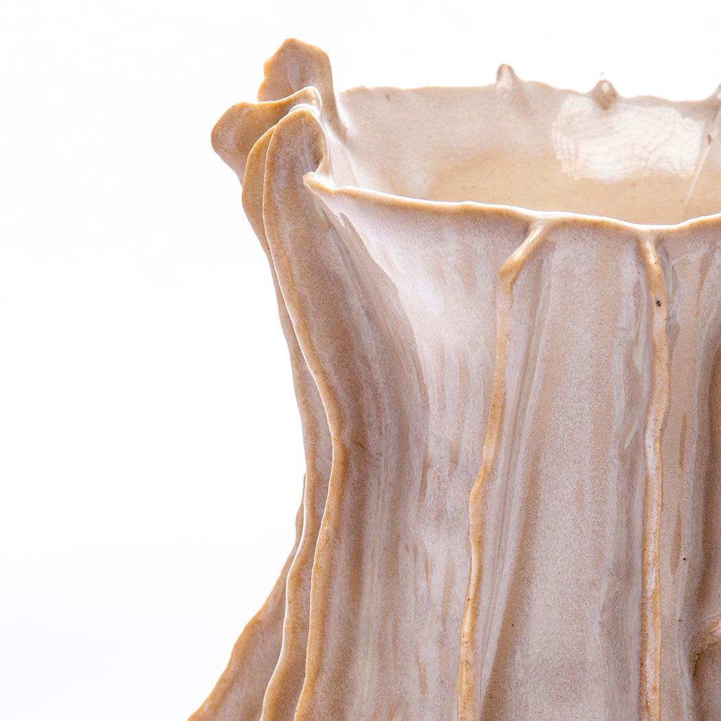 Contemporary Lamella Vessel in Glazed Ceramic by Trish DeMasi