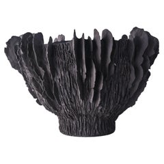 Grand saladier sur pied « Lamella » marron