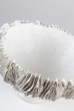 Lamella Pedestal Bowl in Glazed Ceramic by Trish DeMasi