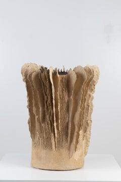 Lamella Vessel in Raw Speckled Stoneware by Trish DeMasi