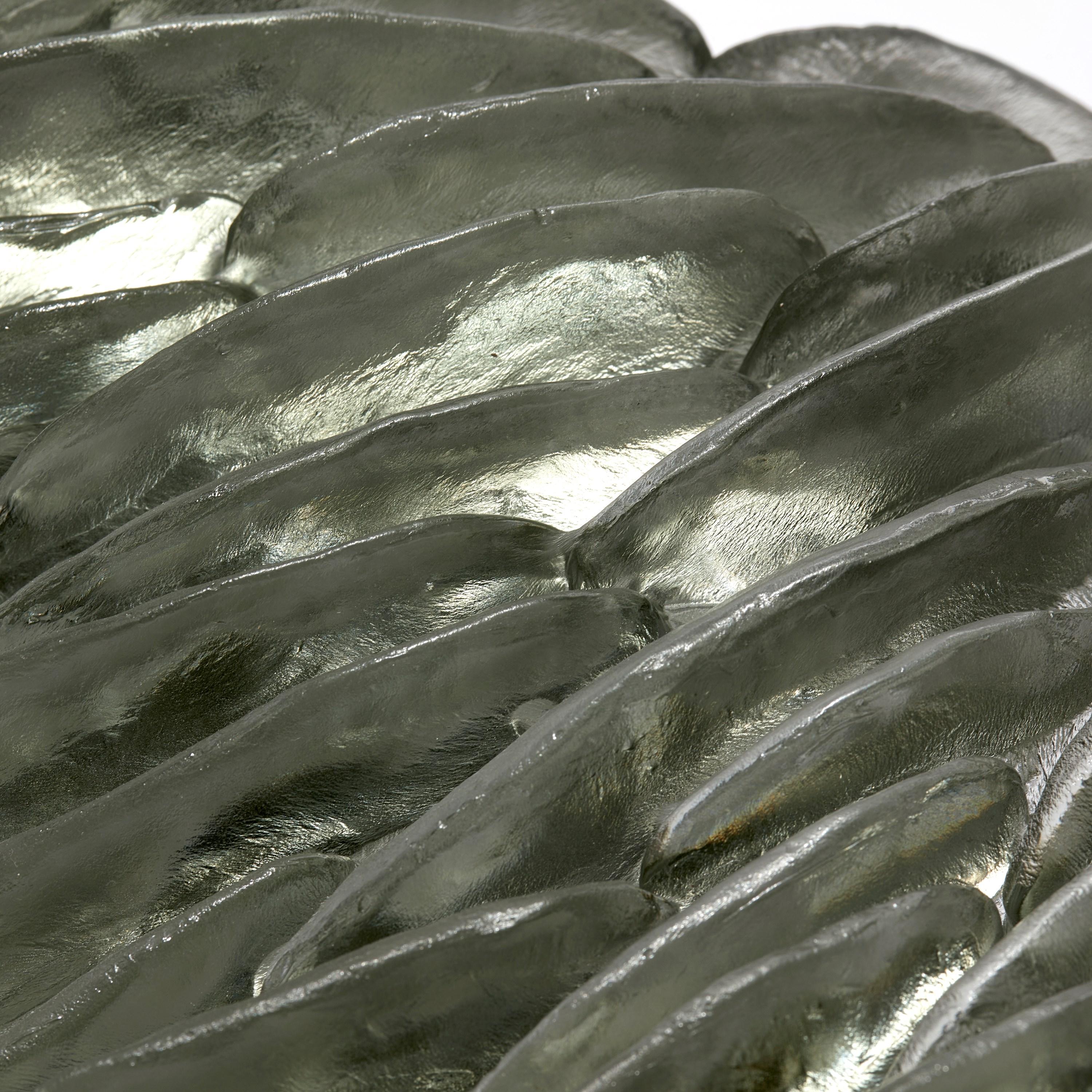 Cast Lamellae I, grey, bronze & clear textured glass sculpture by Nina Casson McGarva