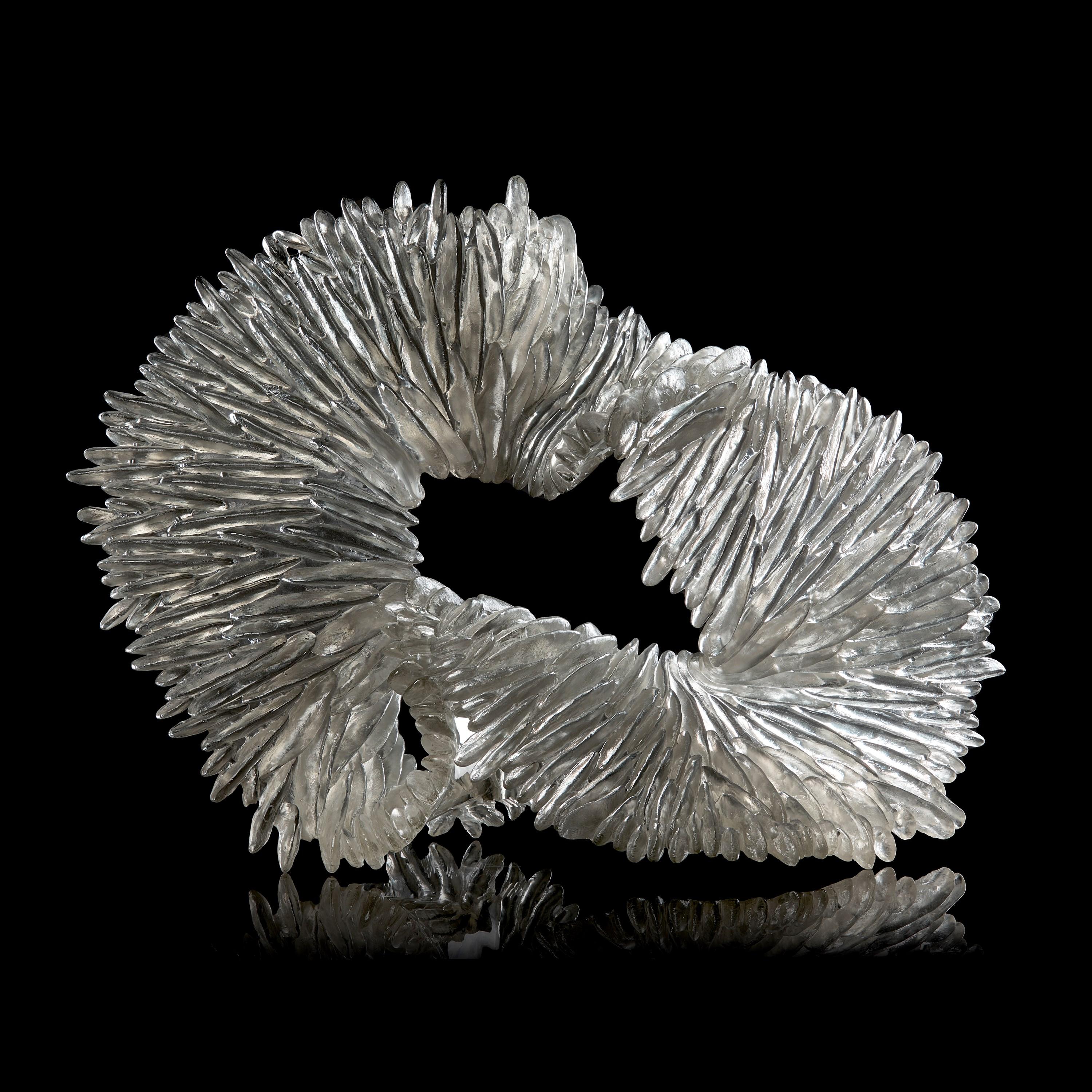 Contemporary Lamellae I, grey, bronze & clear textured glass sculpture by Nina Casson McGarva