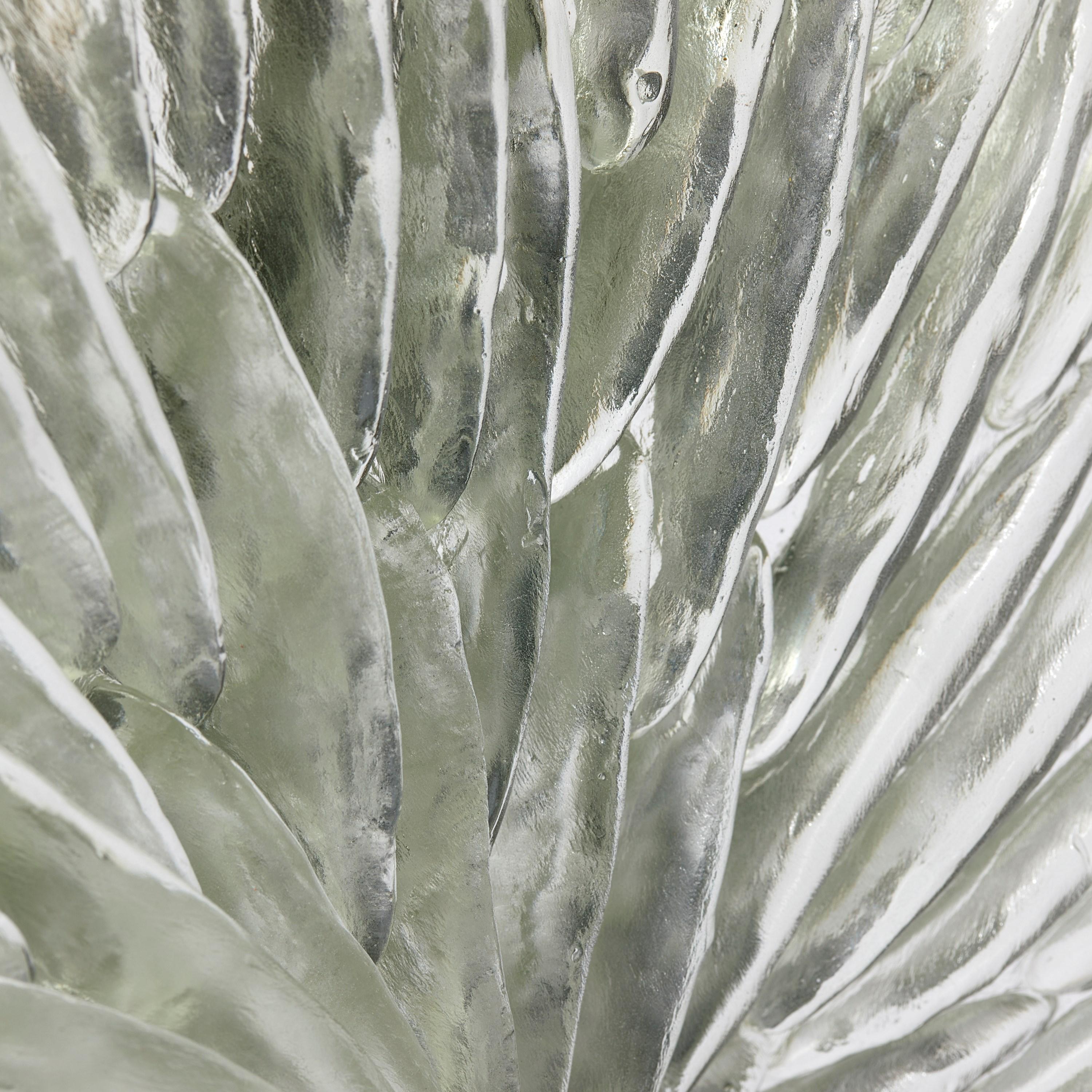 Lamellae II, clear, grey & jade textured glass sculpture by Nina Casson McGarva In New Condition In London, GB