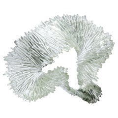 Lamellae II, clear, grey & jade textured glass sculpture by Nina Casson McGarva