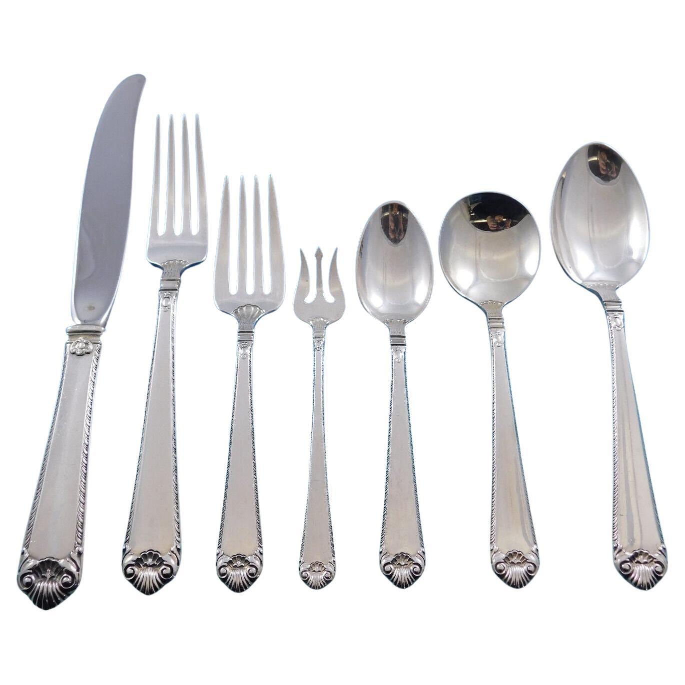 Lamerie by Tuttle Sterling Silver Flatware Set 8 Service 56 Pieces Dinner Size For Sale