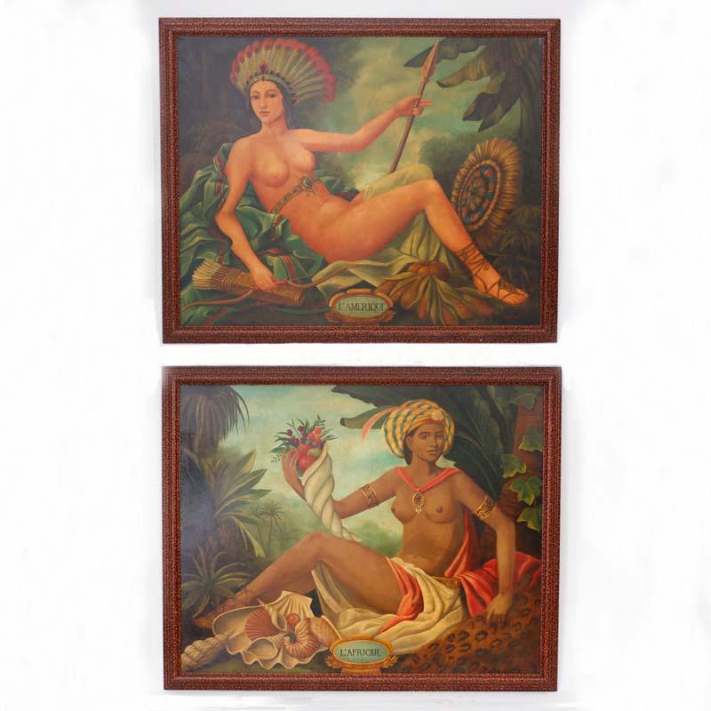 Paint L'Amerique by Skilling, Depicting a Voluptuous Woman in a Woodland Setting