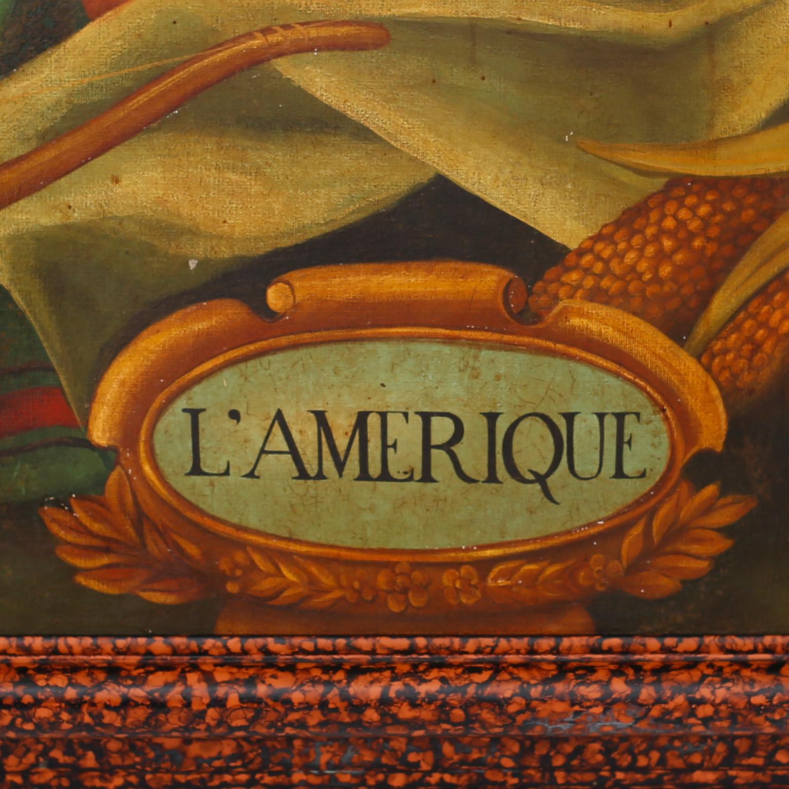 L'Amerique by Skilling, Depicting a Voluptuous Woman in a Woodland Setting In Good Condition In Palm Beach, FL