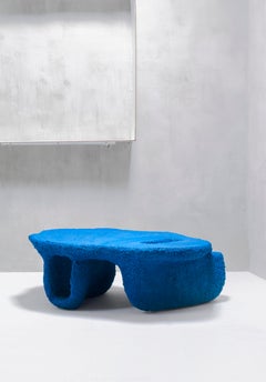 La Mesa, tavolino da caffè, design contemporaneo scultoreo, tavolo blu, fatto a mano
