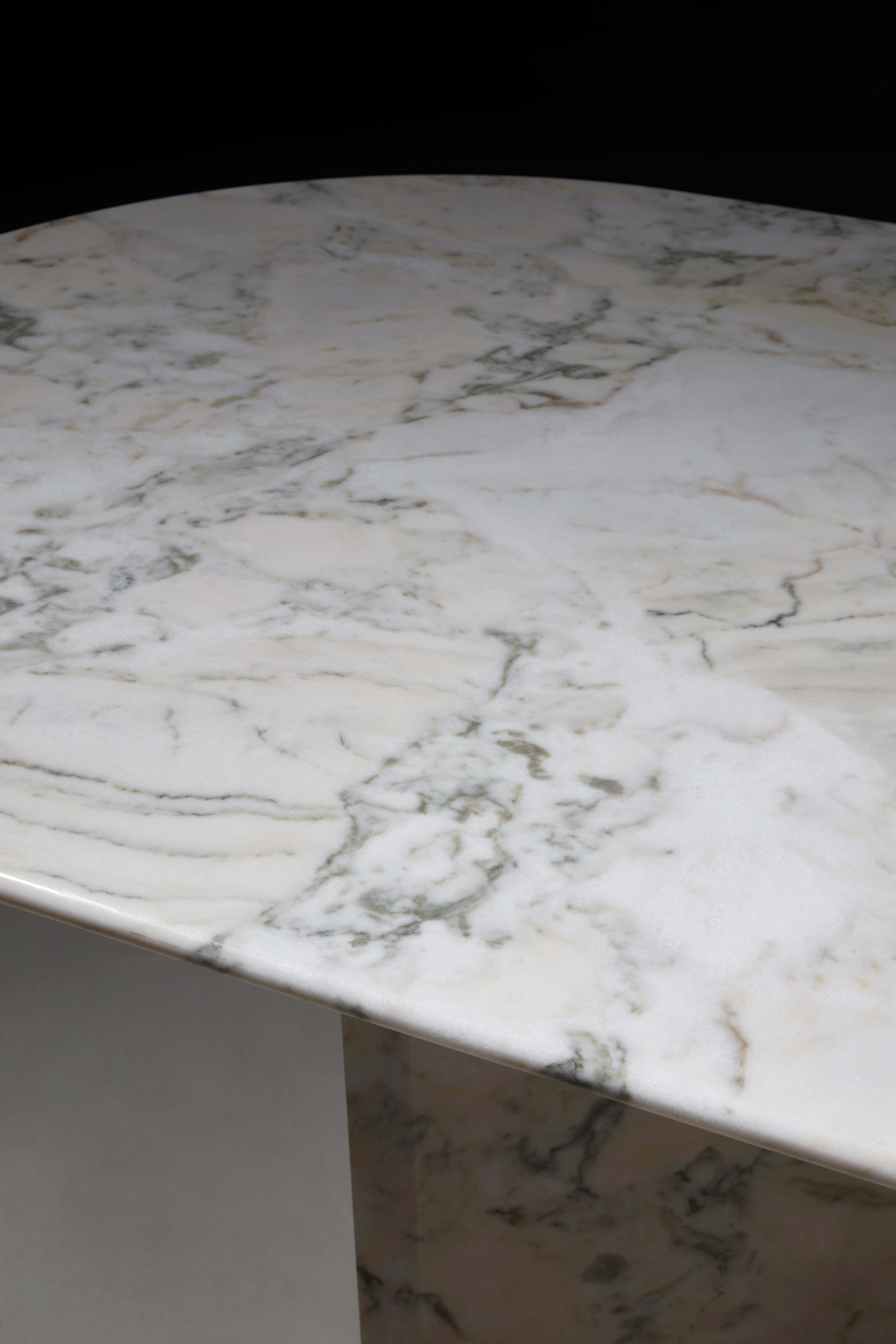 Lamina Dinner Table, Veined Estremoz Marble by Hannes Peer for La Chance For Sale 2