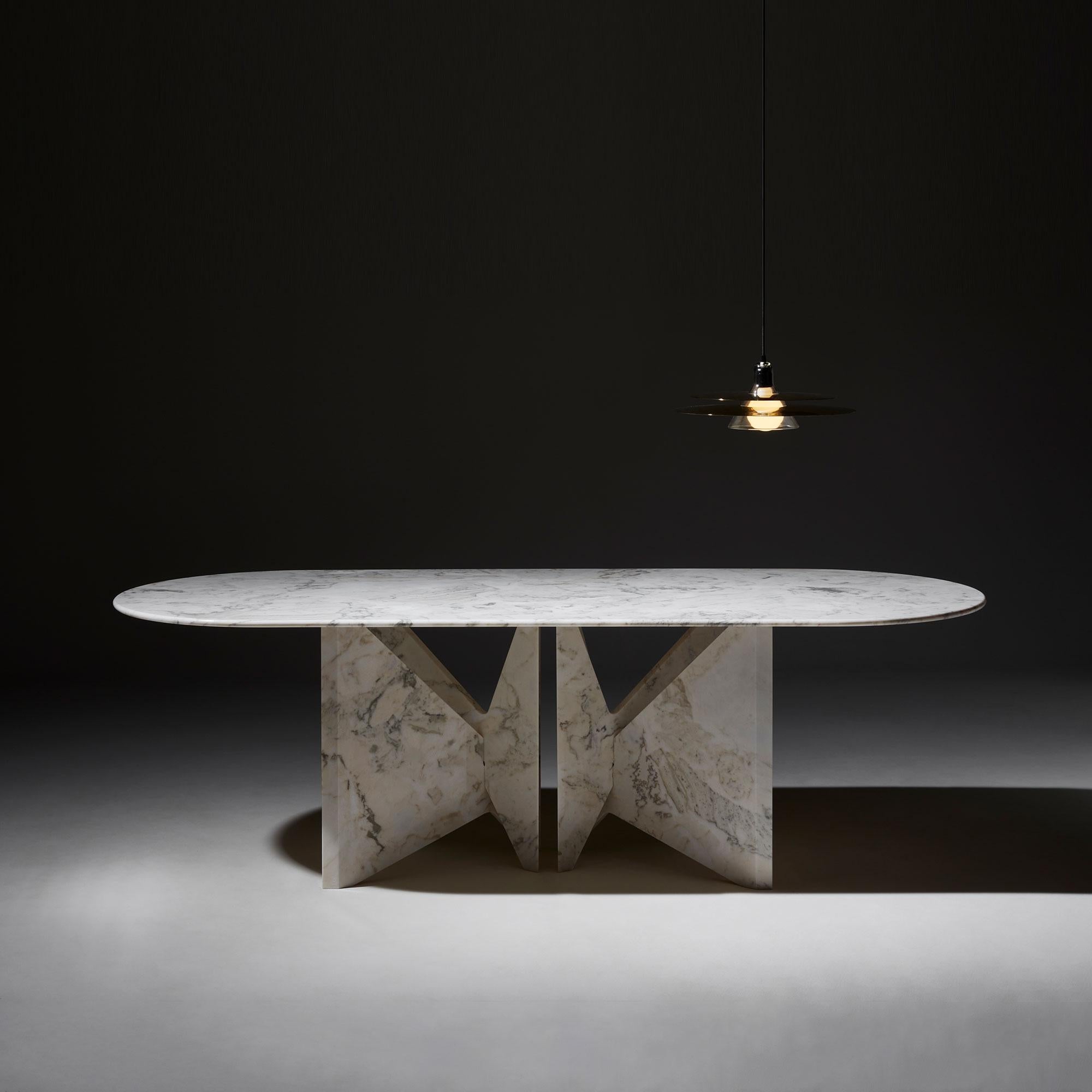 French Lamina Marble Dining Table, Hannes Peer For Sale