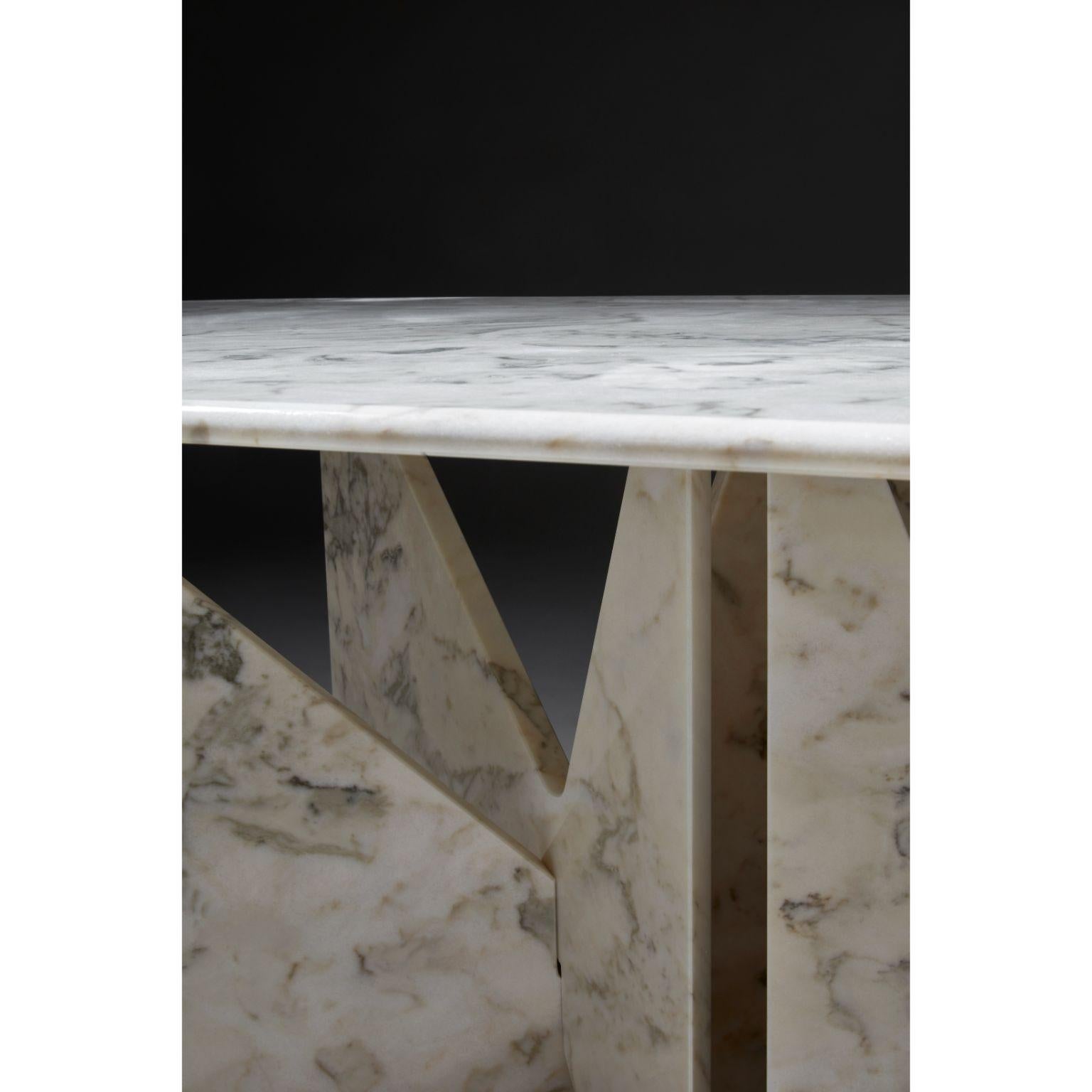 French Lamina Oblong Green Marble Dinner Table by Hannes Peer