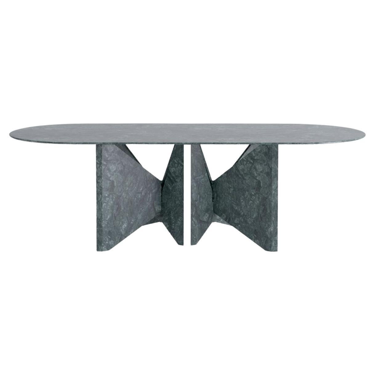 Lamina Oblong Green Marble Dinner Table by Hannes Peer