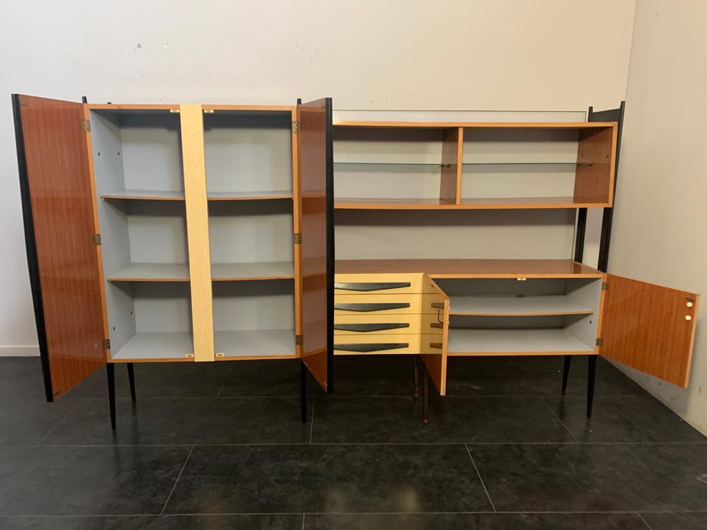 Italian Laminate & Lacquered Wood Shelf, 1960s For Sale